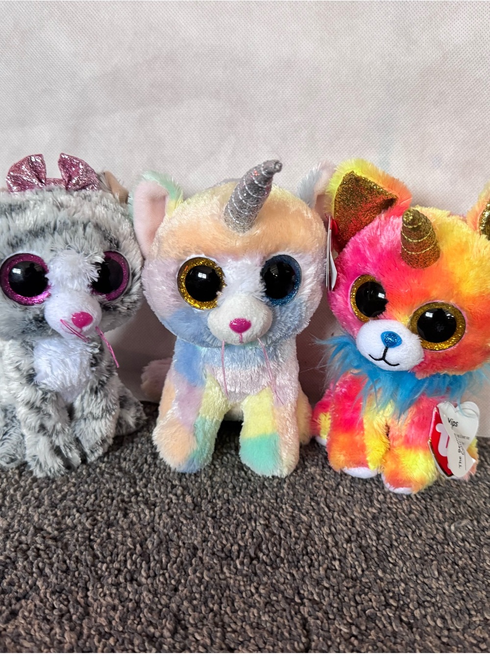 Ty Beanie Boo Style Plush Unicorn Trio - Pastel & Rainbow Colors